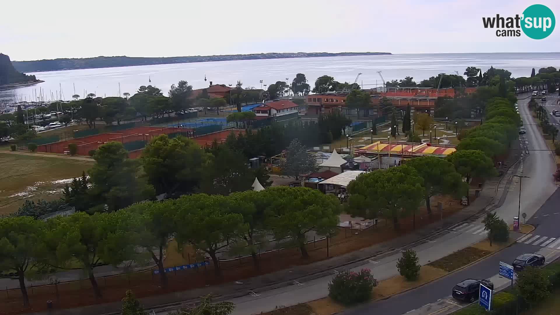 Portorož Webcam – Blick auf den Yachthafen und die Tennisplätze