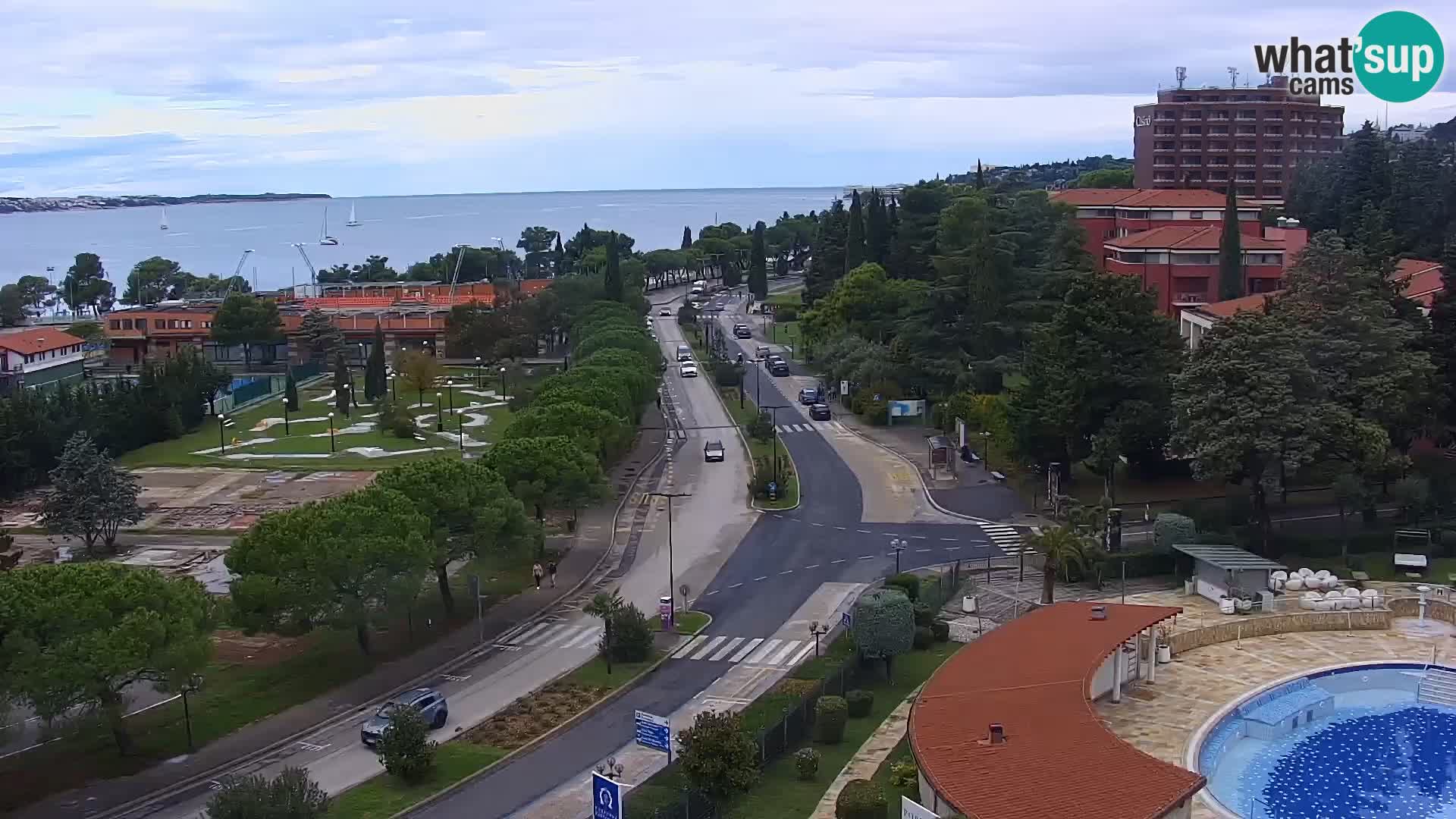 Portorož Webcam – Blick auf den Yachthafen und die Tennisplätze