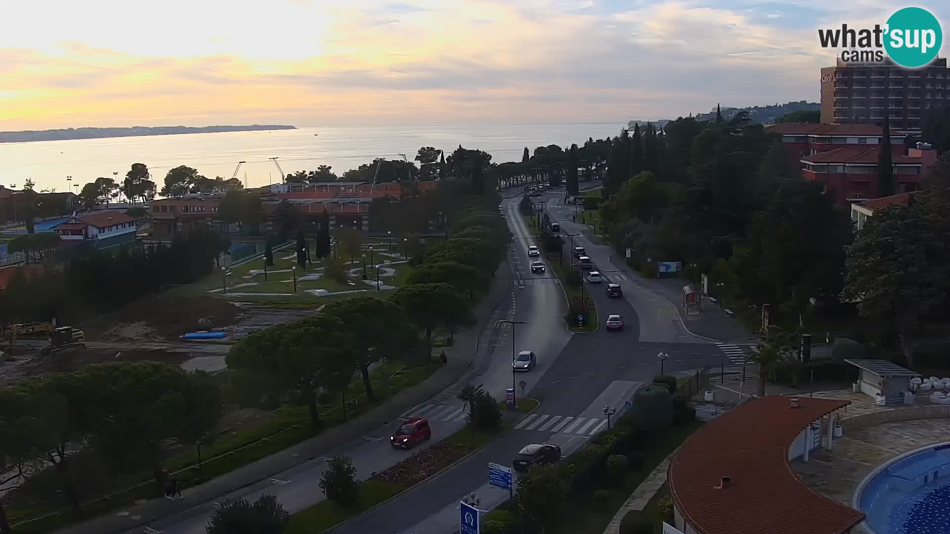 Portorož Webcam – Blick auf den Yachthafen und die Tennisplätze