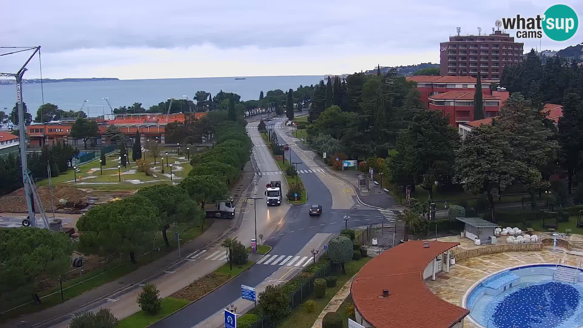 Portorož Webcam – Blick auf den Yachthafen und die Tennisplätze