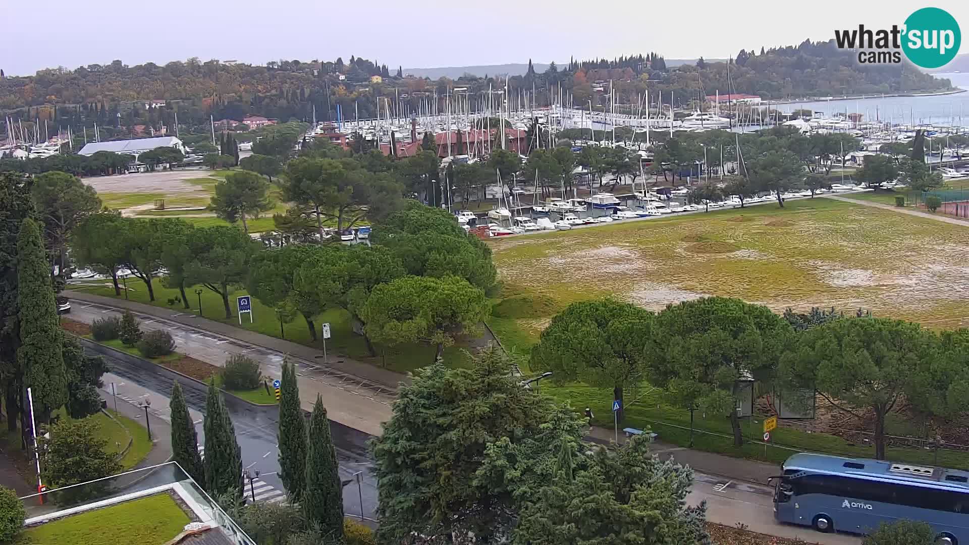 Portorož Webcam – Blick auf den Yachthafen und die Tennisplätze