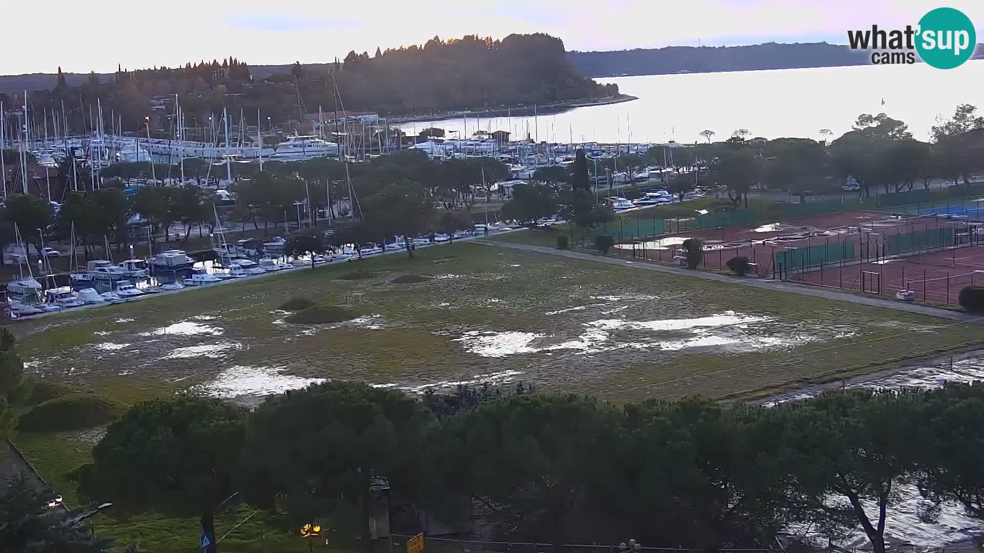 Portorož Webcam – Blick auf den Yachthafen und die Tennisplätze