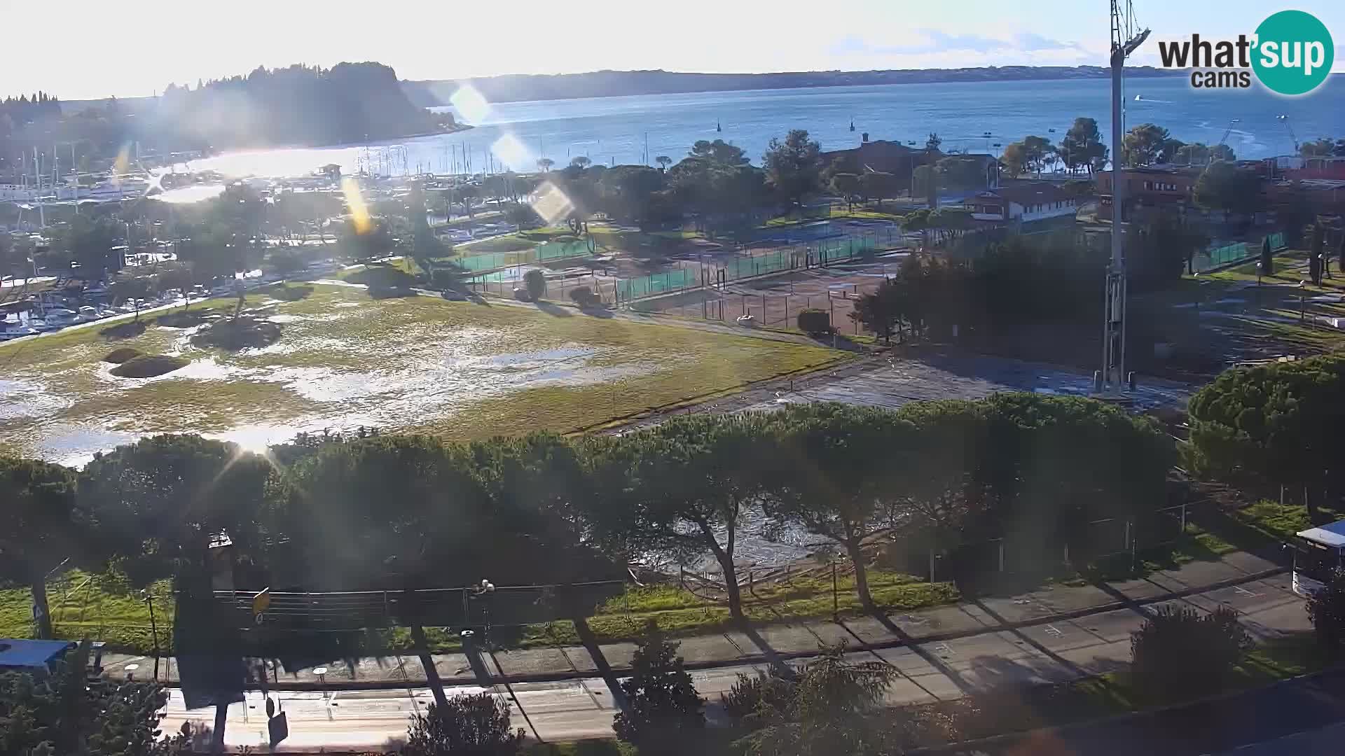 Portorož Webcam – Blick auf den Yachthafen und die Tennisplätze