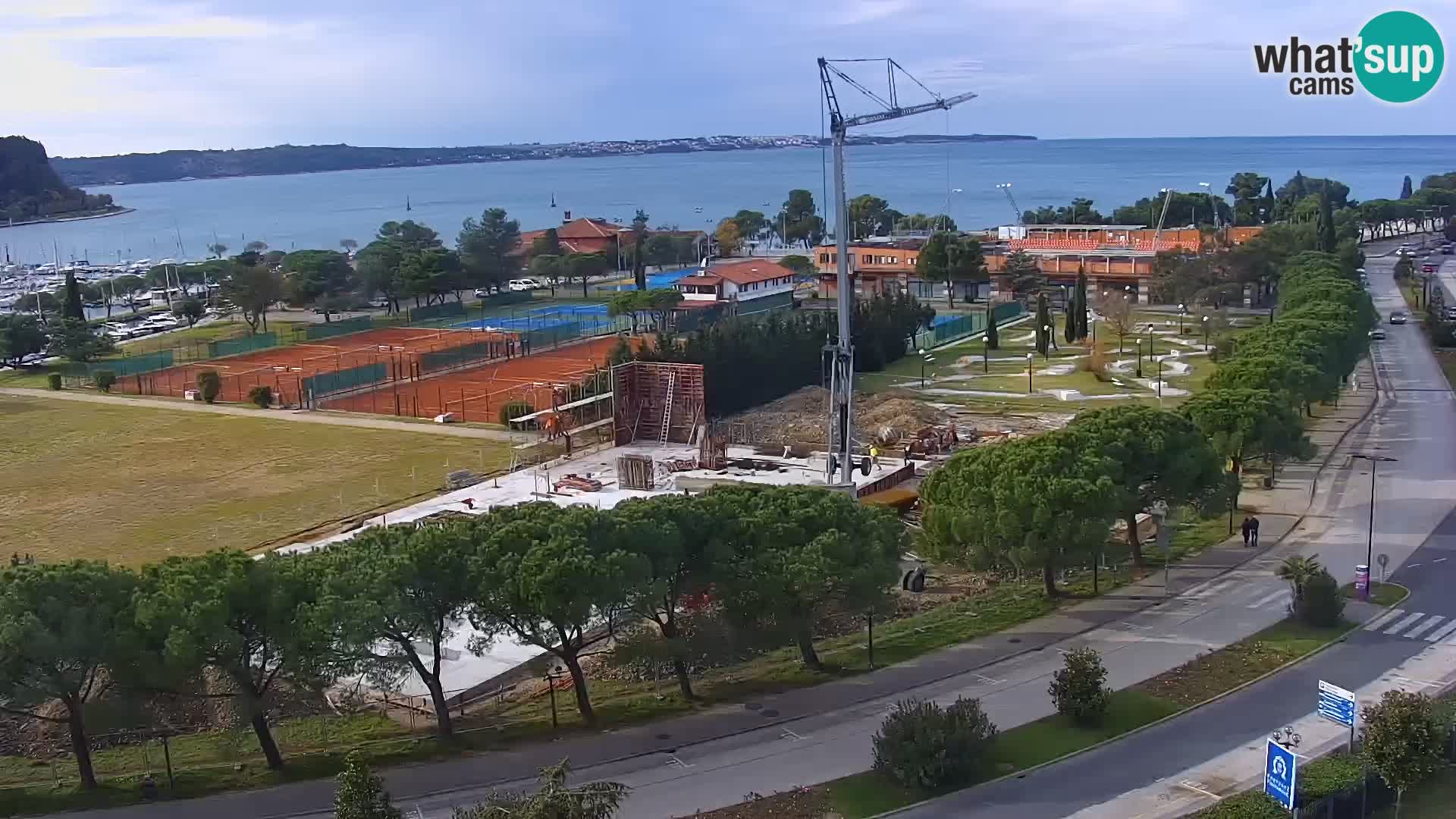 Portorož Webcam – Blick auf den Yachthafen und die Tennisplätze