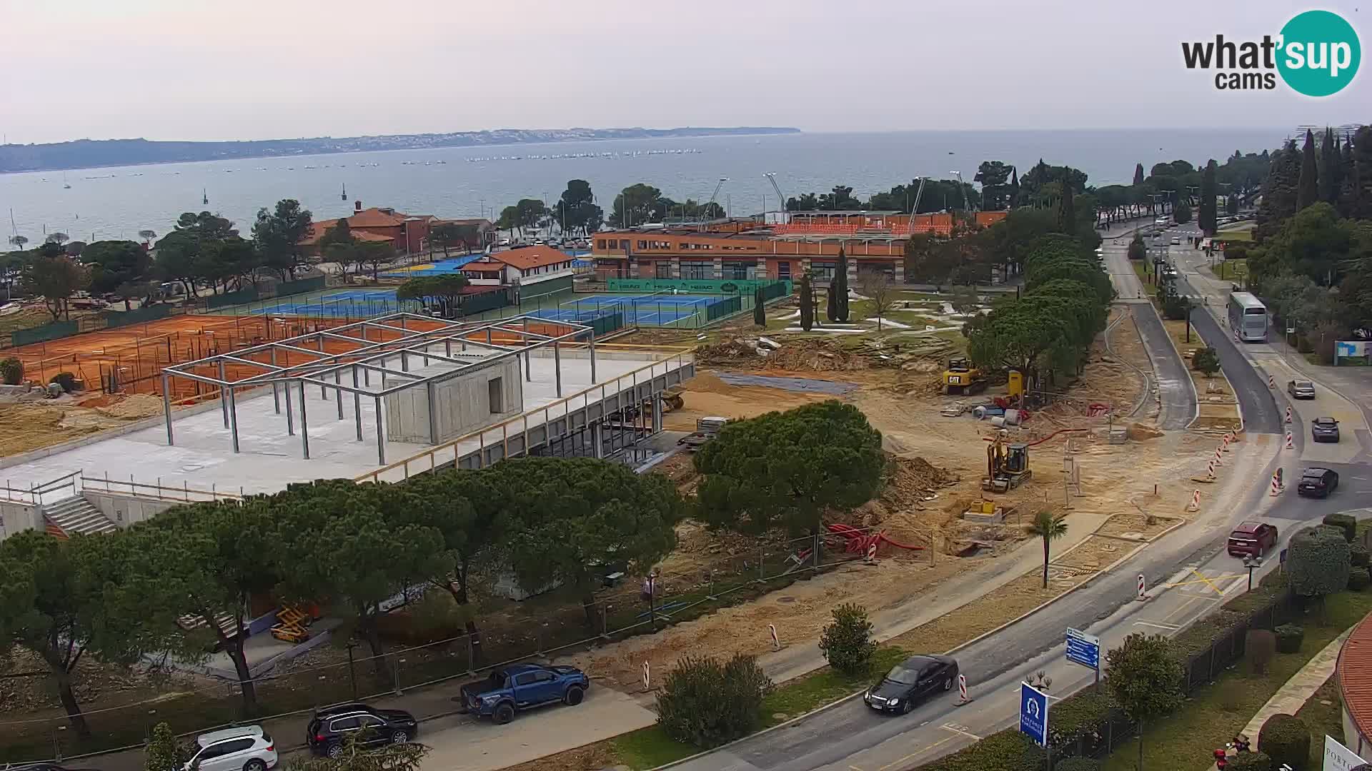 Portorož Webcam – Blick auf den Yachthafen und die Tennisplätze