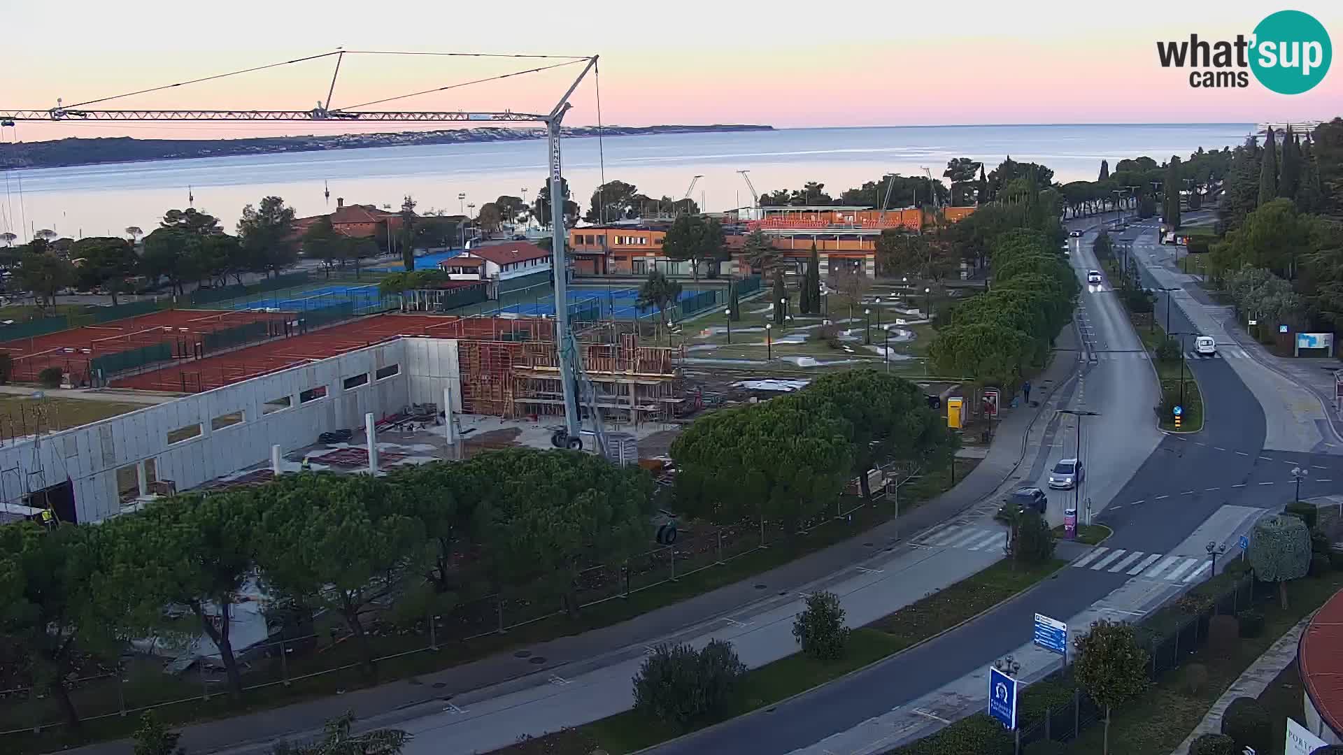 Portorož Webcam – Blick auf den Yachthafen und die Tennisplätze