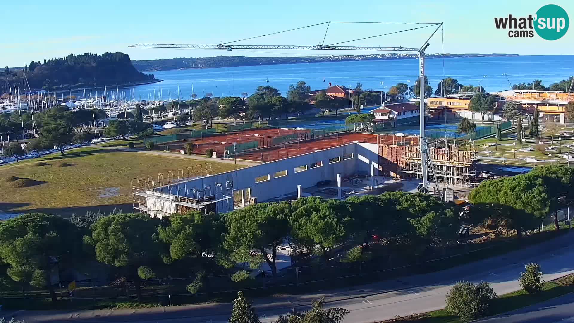 Portorož Webcam – Blick auf den Yachthafen und die Tennisplätze