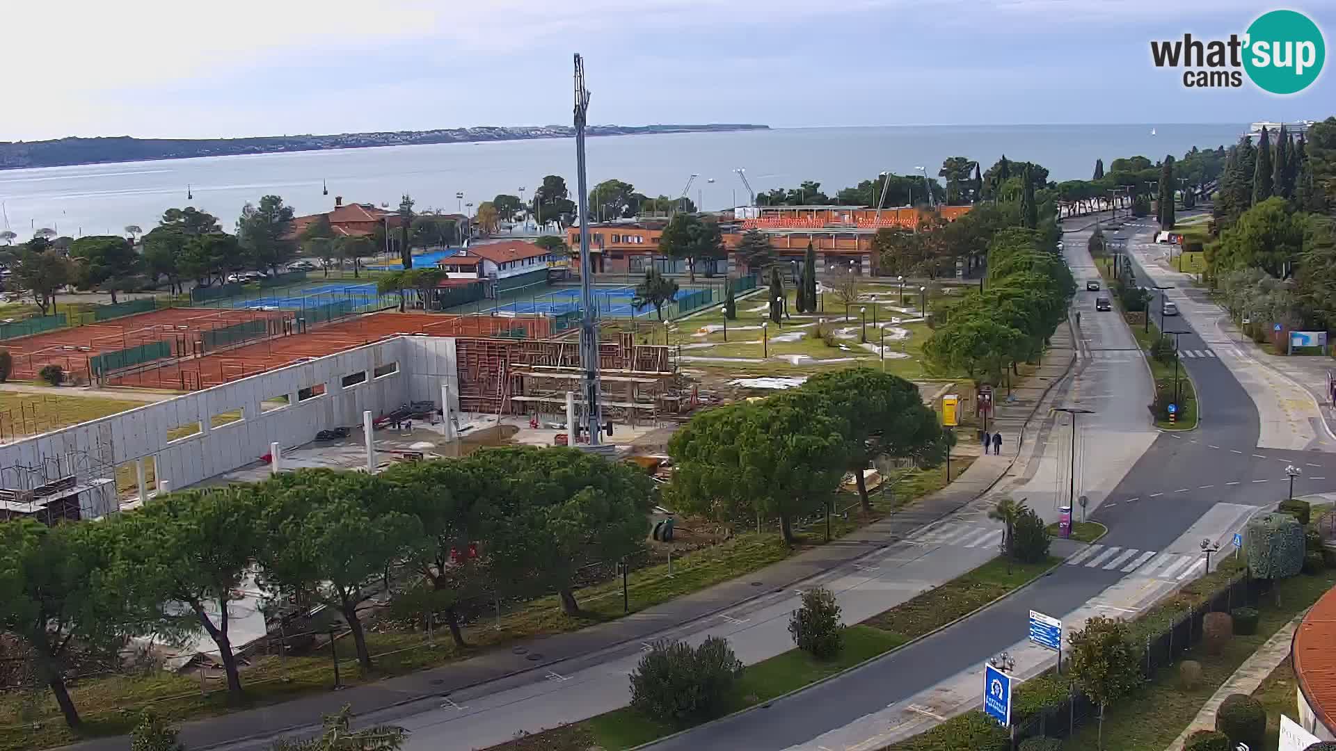 Portorož Webcam – Blick auf den Yachthafen und die Tennisplätze