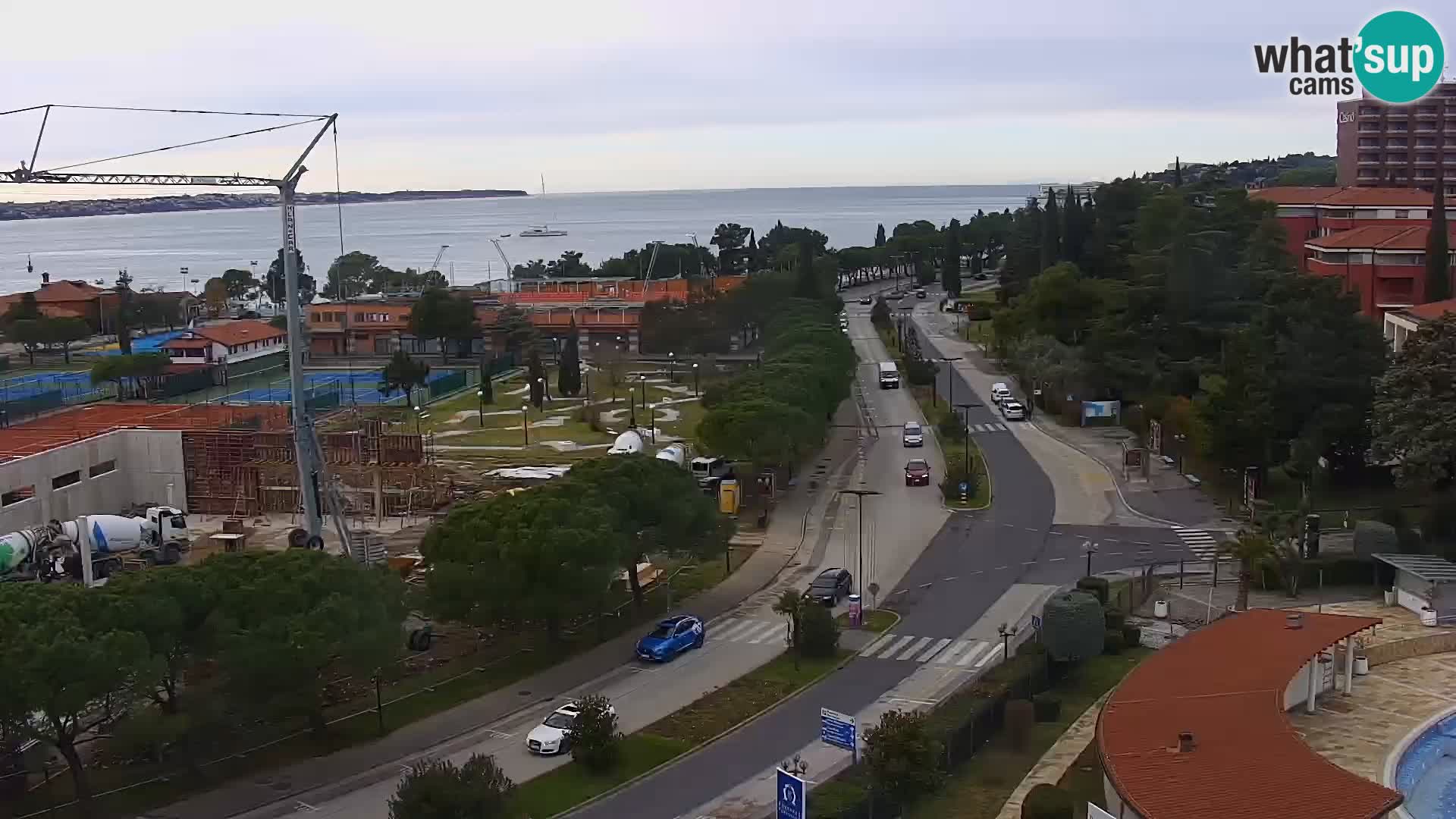 Portorož Live Webcam – view of the marina and tennis courts