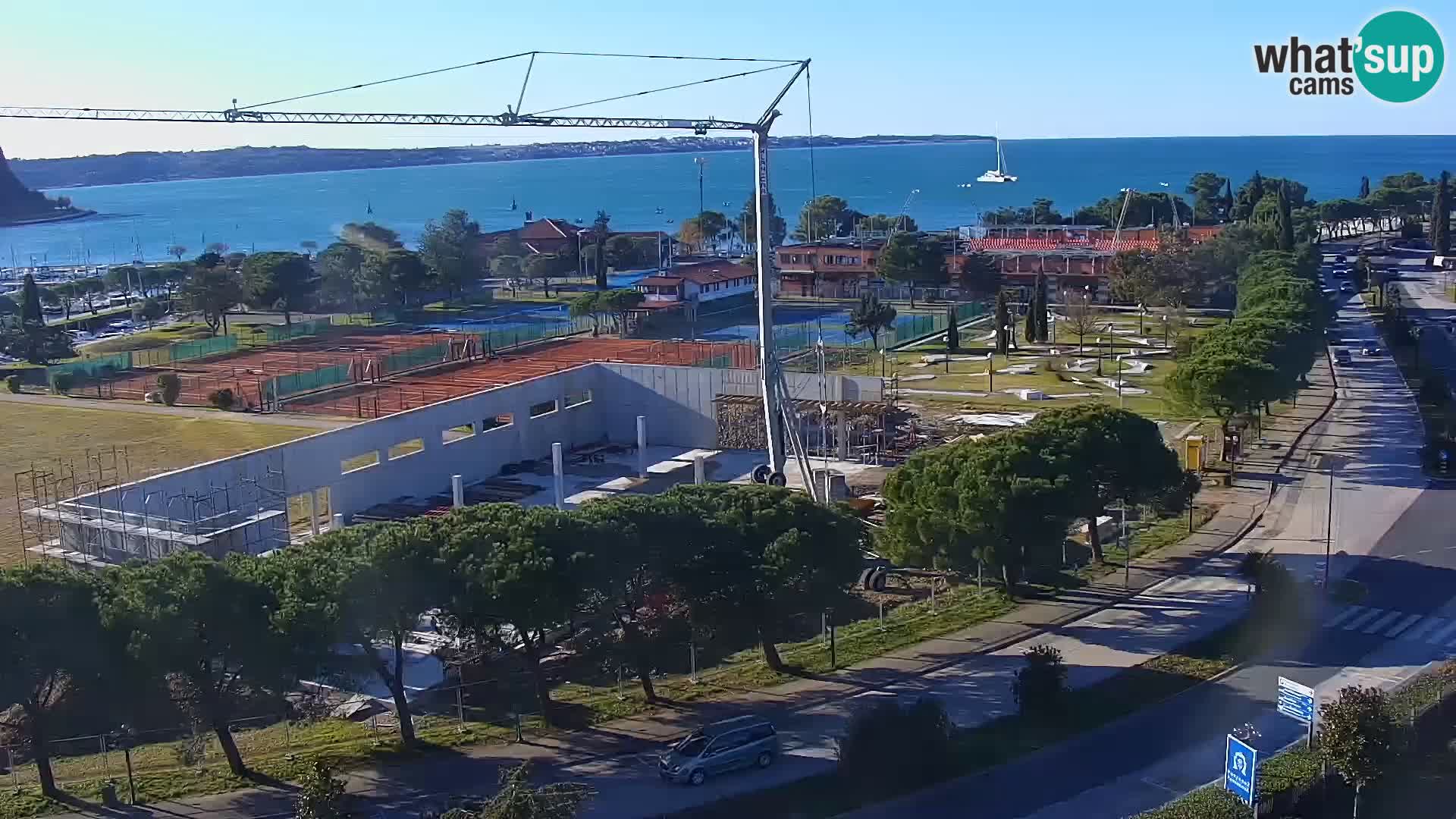 Portorož Webcam – Blick auf den Yachthafen und die Tennisplätze