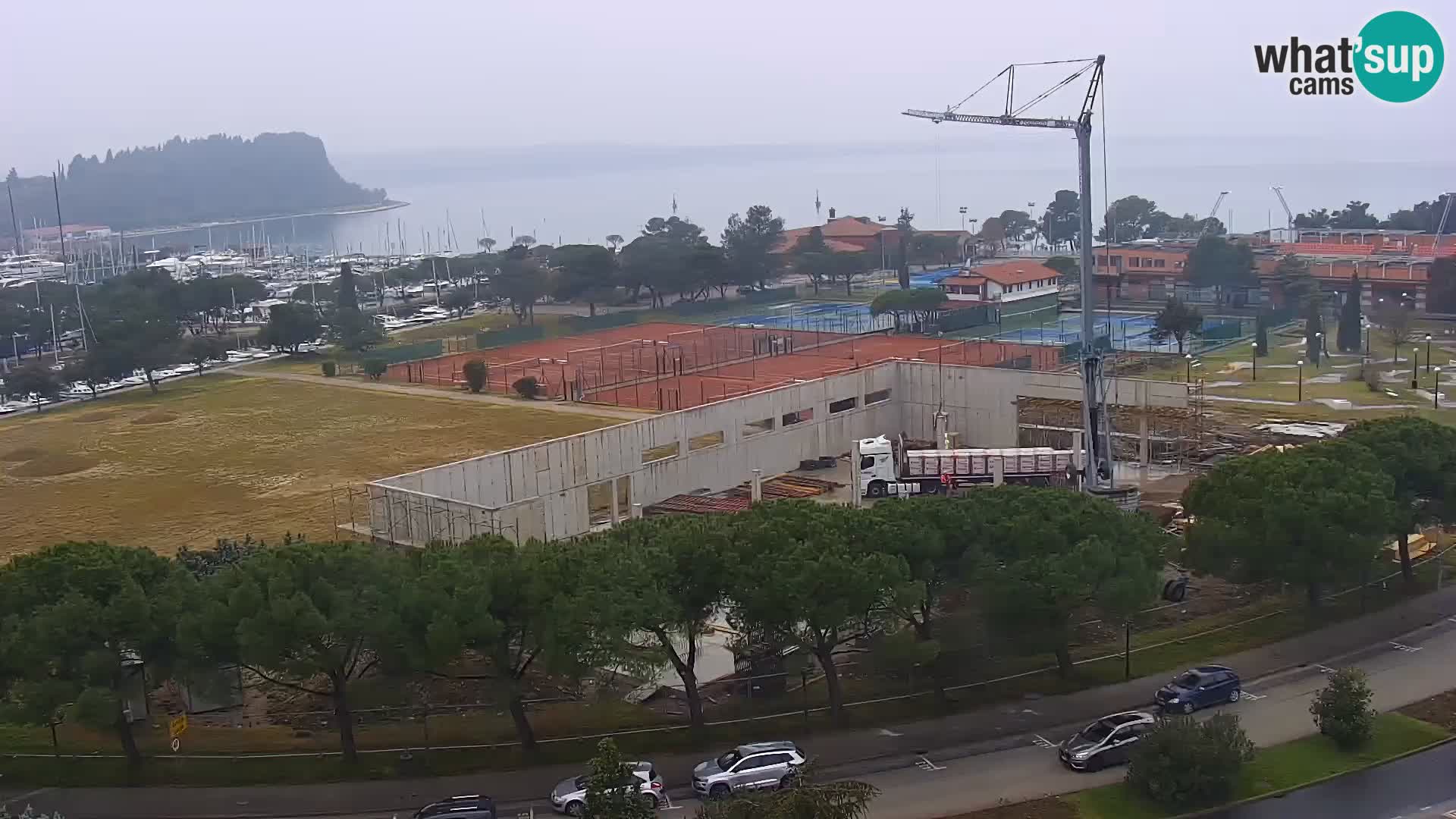 Portorož Webcam – Blick auf den Yachthafen und die Tennisplätze