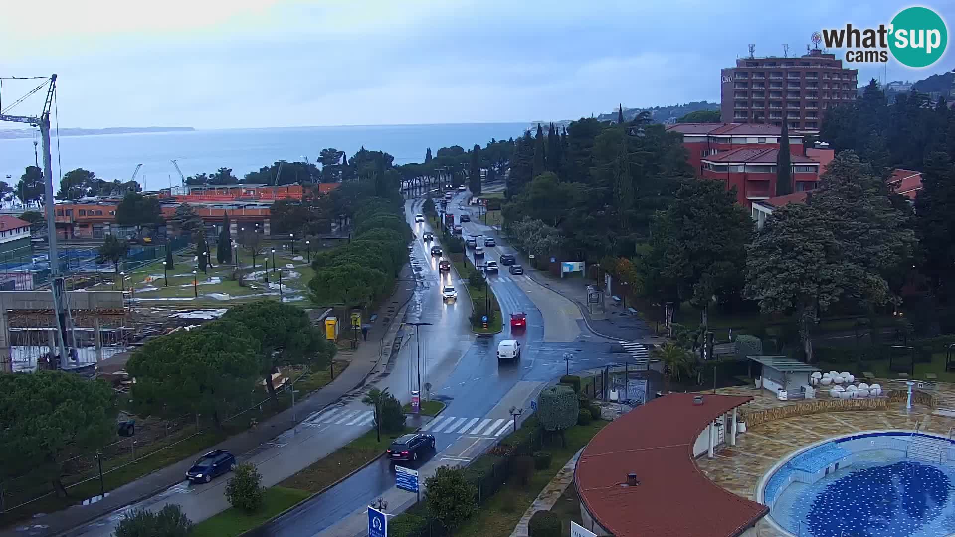 Portorož Webcam – Blick auf den Yachthafen und die Tennisplätze