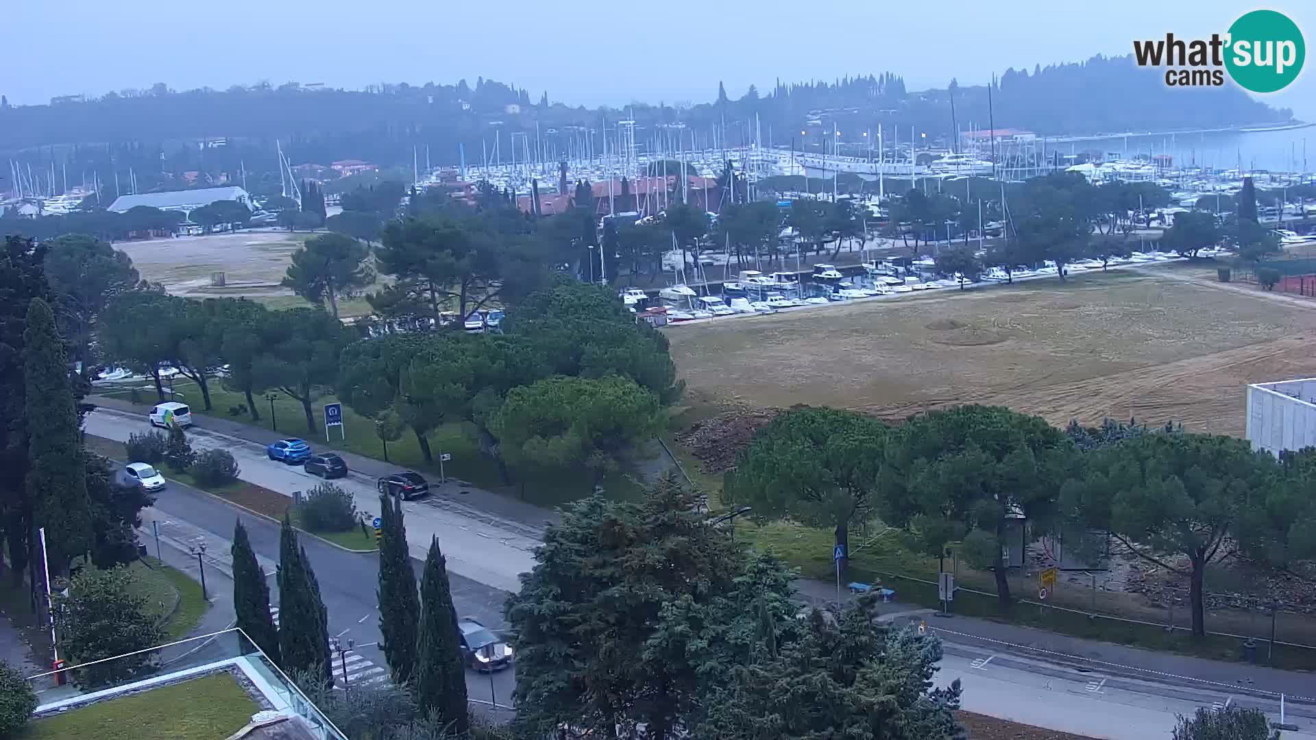 Portorož Webcam – Blick auf den Yachthafen und die Tennisplätze