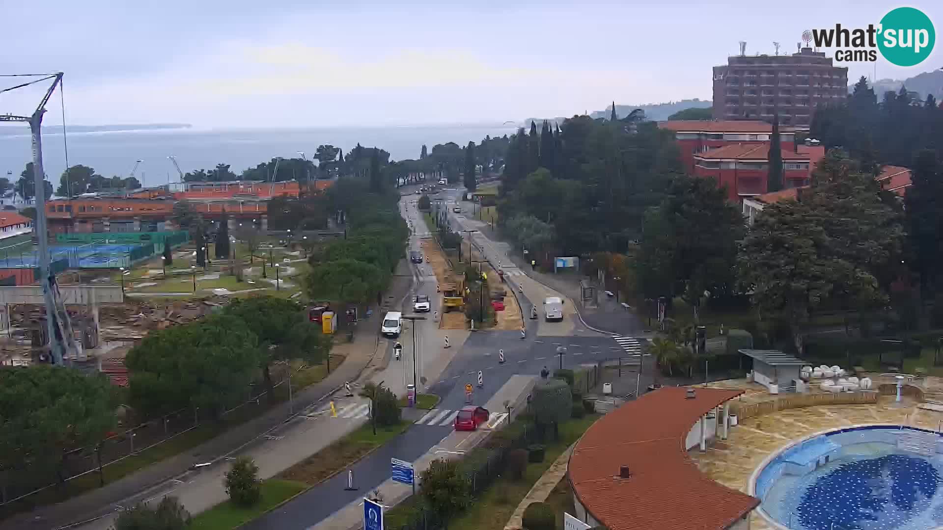 Portorož Webcam – Blick auf den Yachthafen und die Tennisplätze