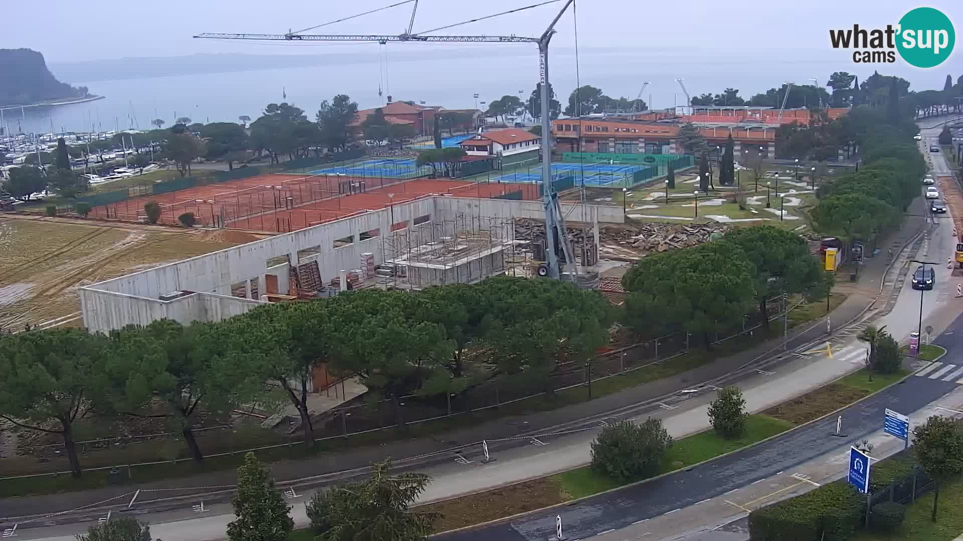 Portorož Webcam – Blick auf den Yachthafen und die Tennisplätze