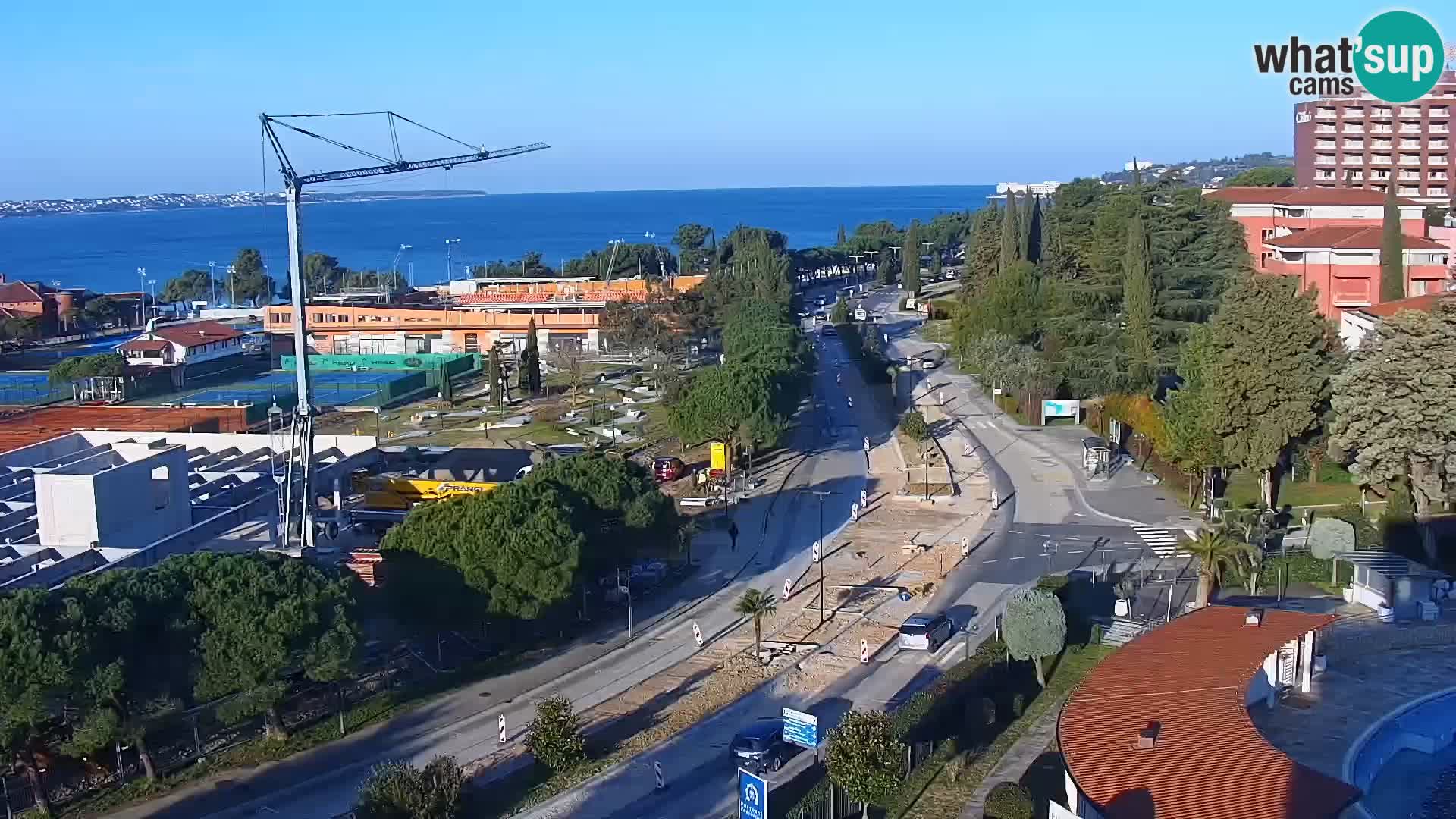 Portorož Webcam – Blick auf den Yachthafen und die Tennisplätze