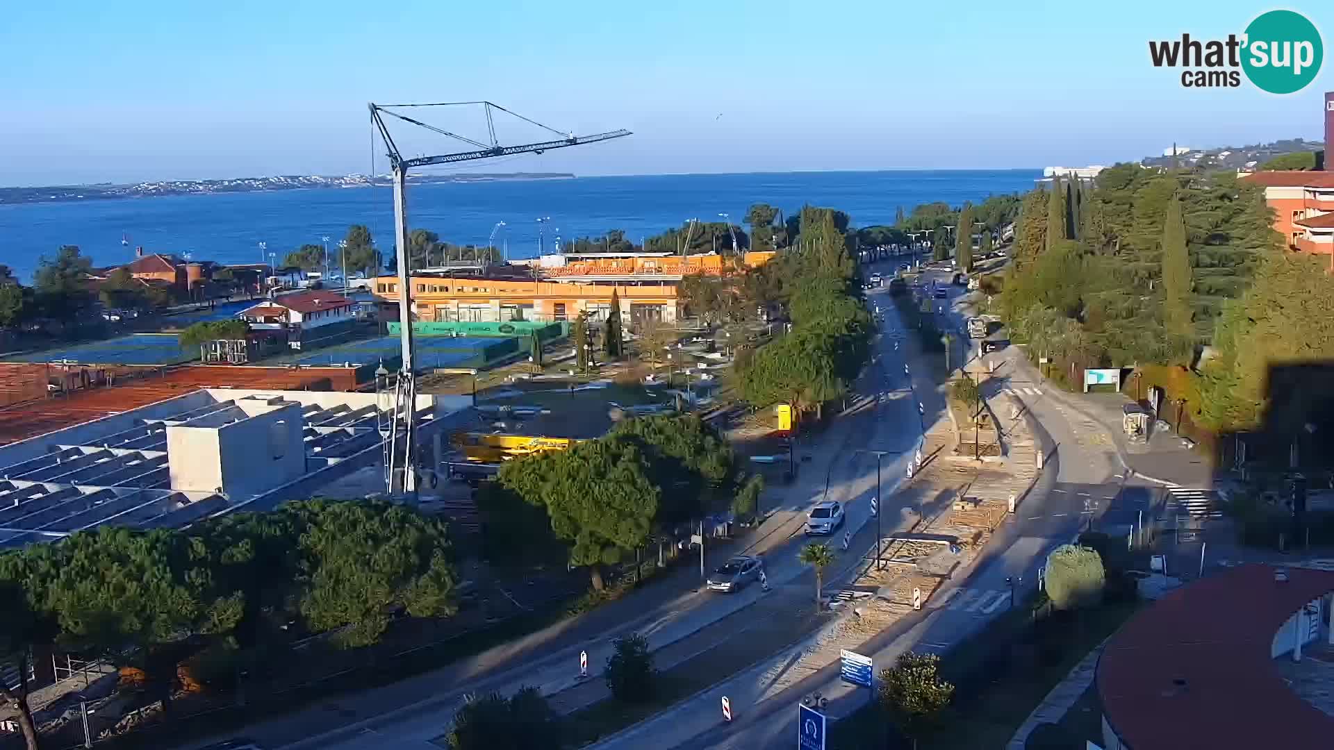 Portorož Live Webcam – vue sur la marina et les courts de tennis