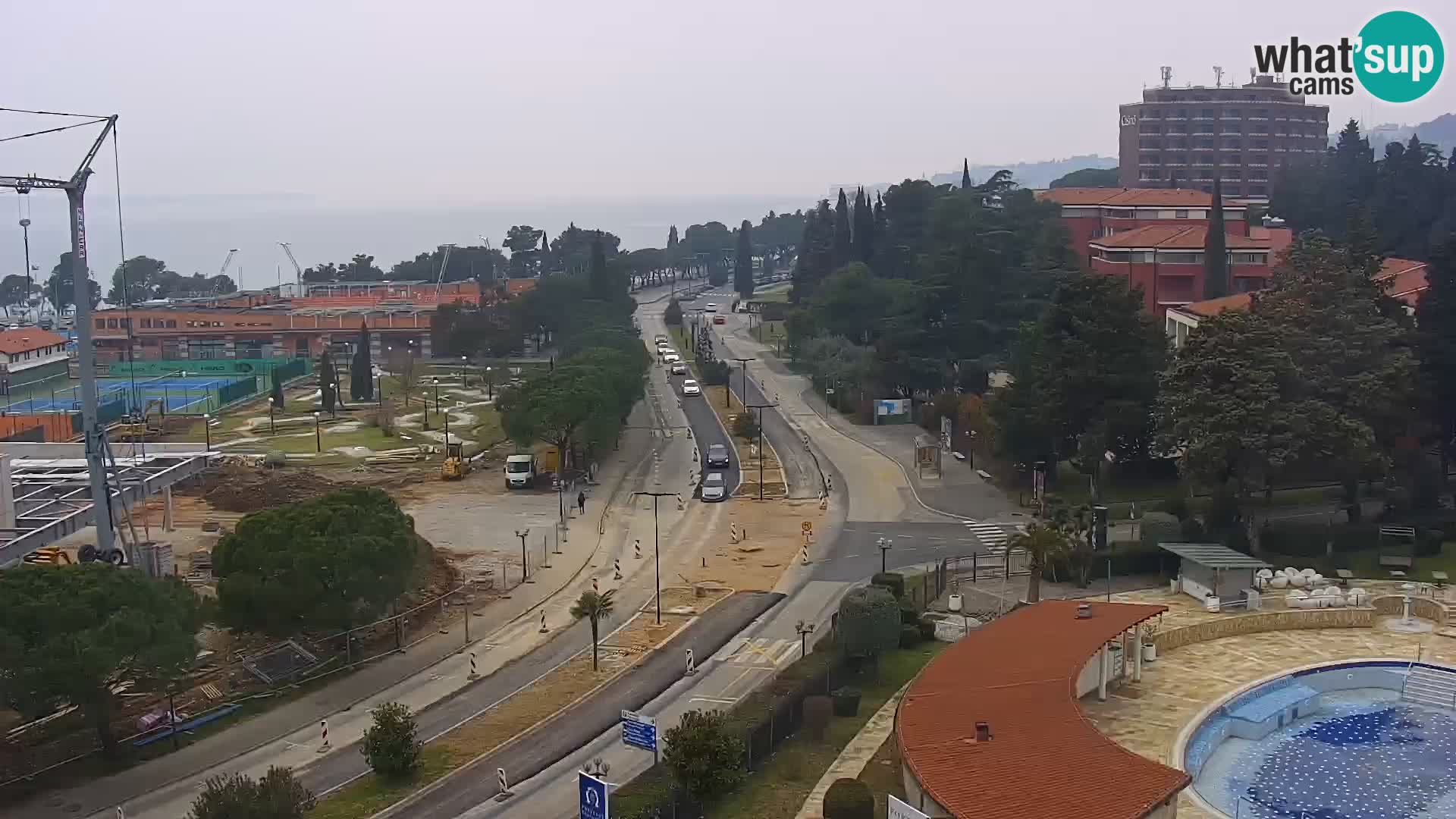 Portorož Webcam – Blick auf den Yachthafen und die Tennisplätze