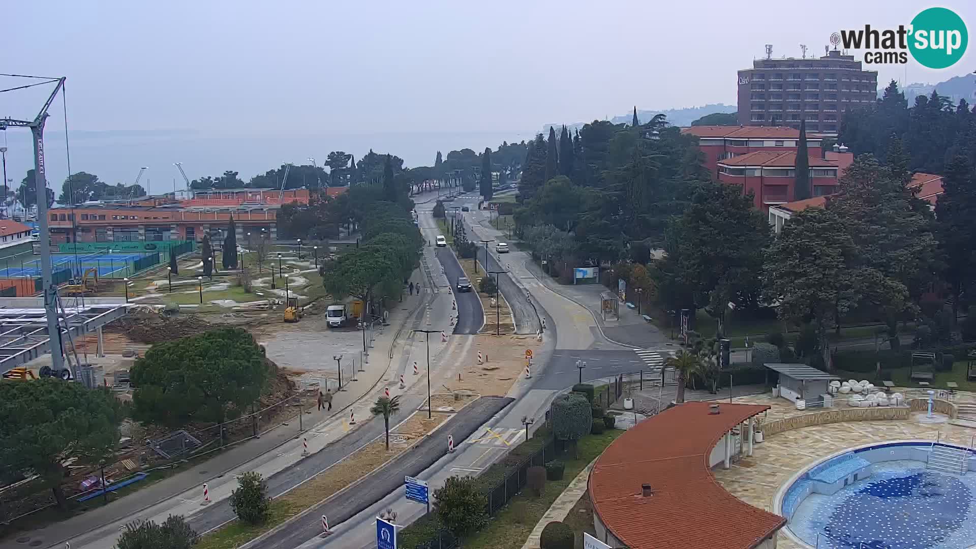 Portorož Webcam – Blick auf den Yachthafen und die Tennisplätze