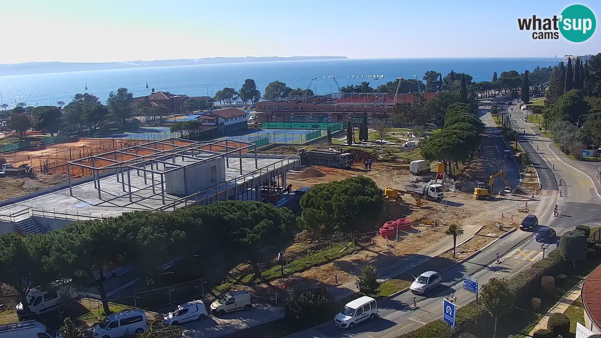 Portorož Webcam – Blick auf den Yachthafen und die Tennisplätze