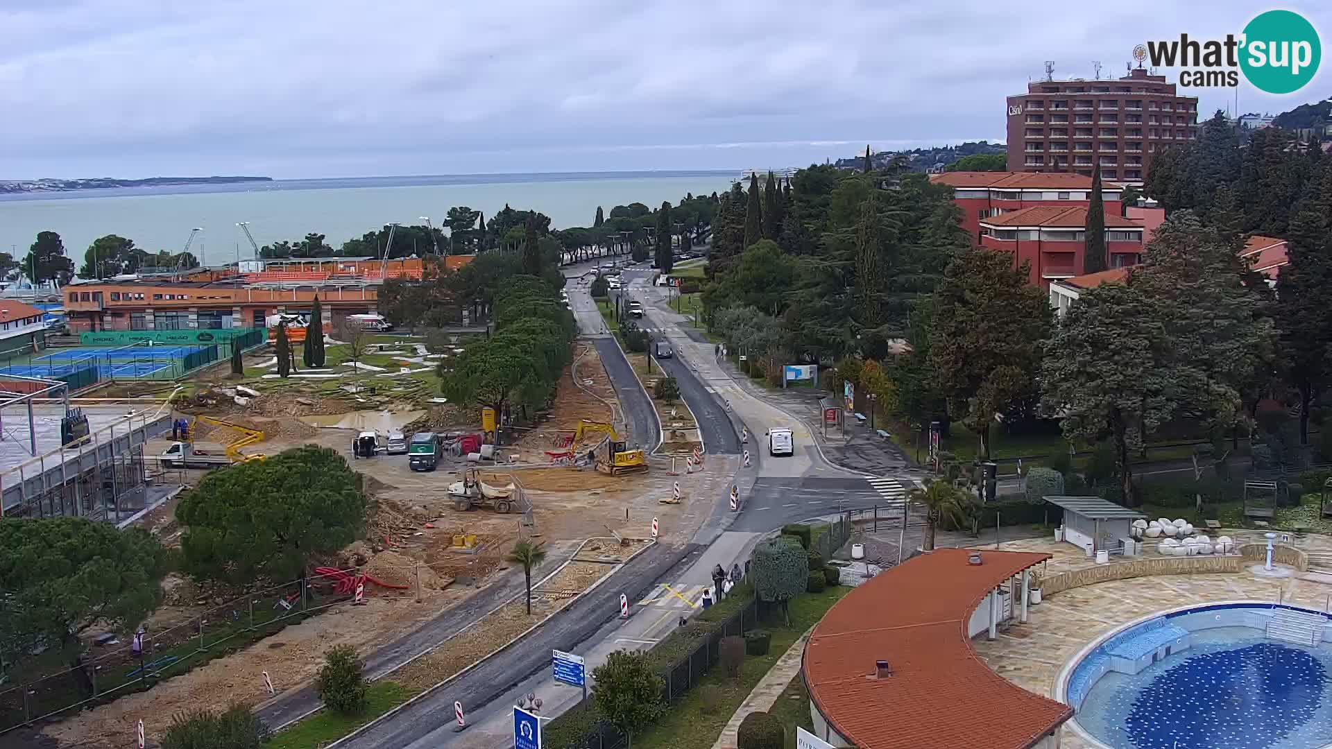 Portorož Live Webcam – view of the marina and tennis courts