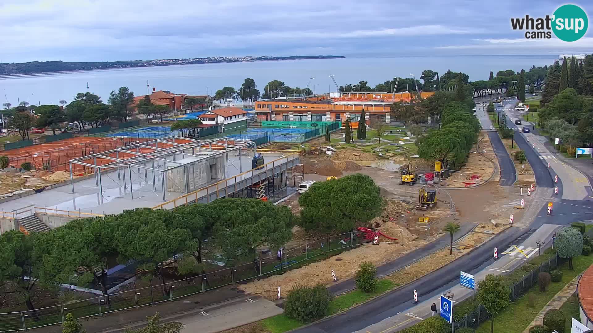 Portorož Webcam – Blick auf den Yachthafen und die Tennisplätze