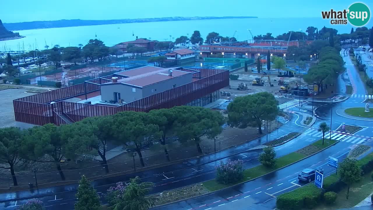 Portorož Webcam – Blick auf den Yachthafen und die Tennisplätze