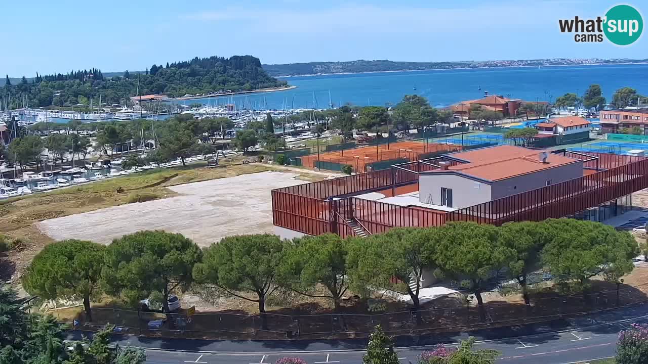 Portorož Webcam – Blick auf den Yachthafen und die Tennisplätze