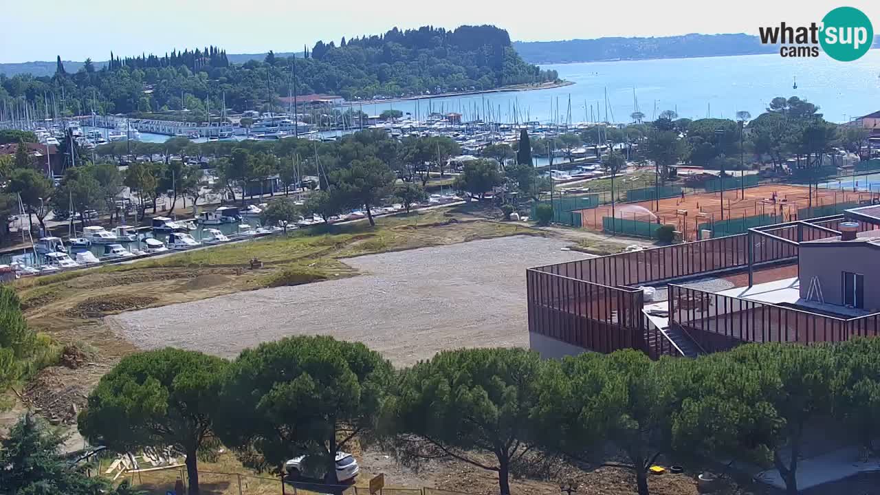 Portorož Webcam – Blick auf den Yachthafen und die Tennisplätze