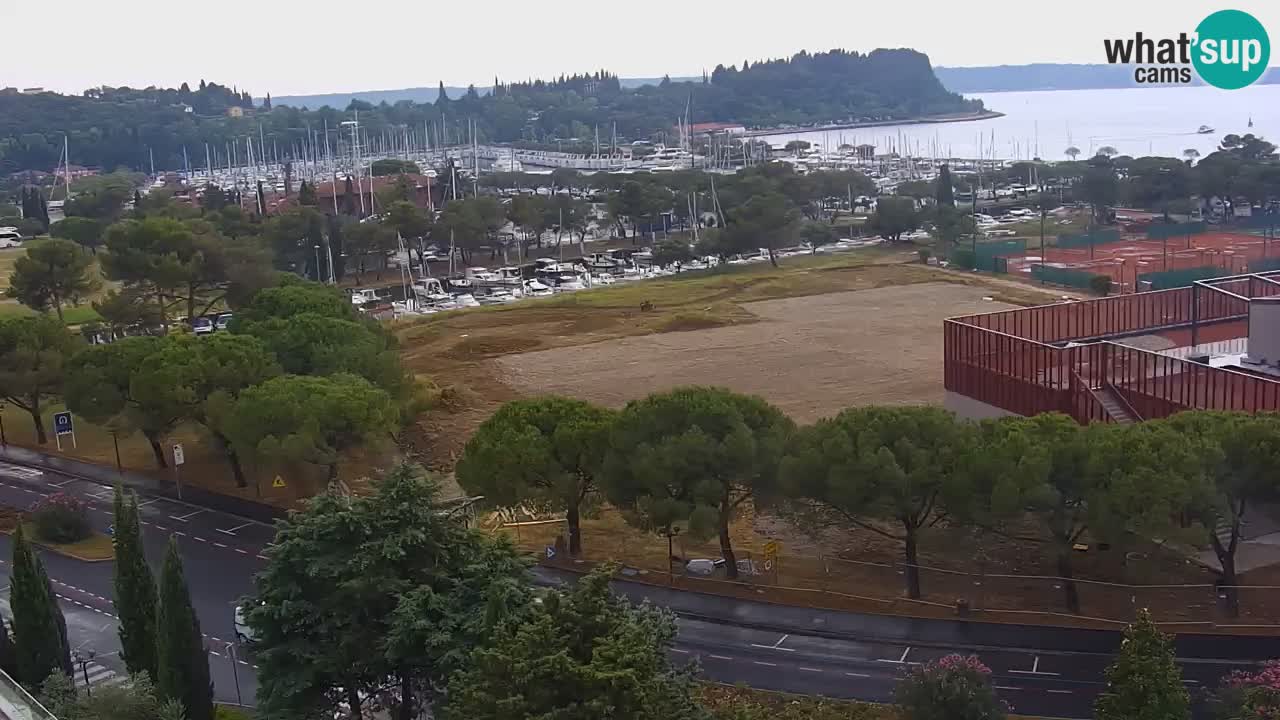 Portorož Live Webcam – view of the marina and tennis courts