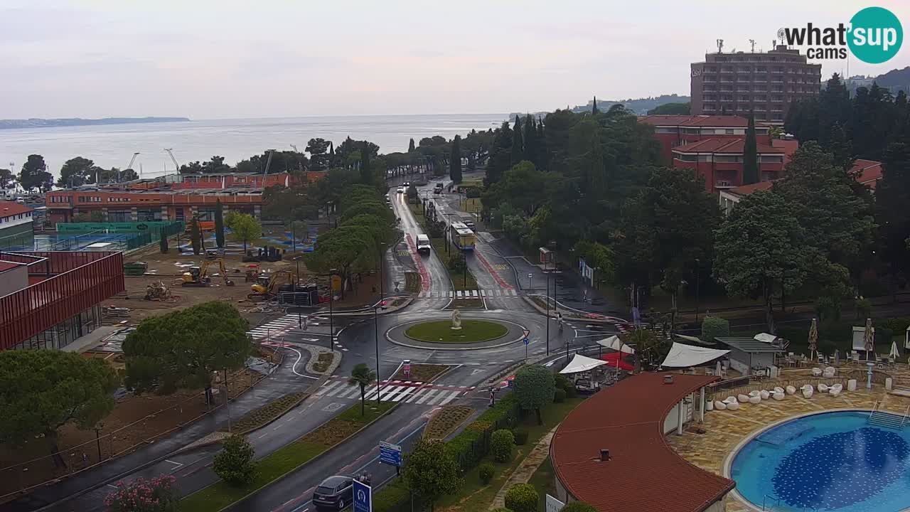 Portorož Webcam – Blick auf den Yachthafen und die Tennisplätze