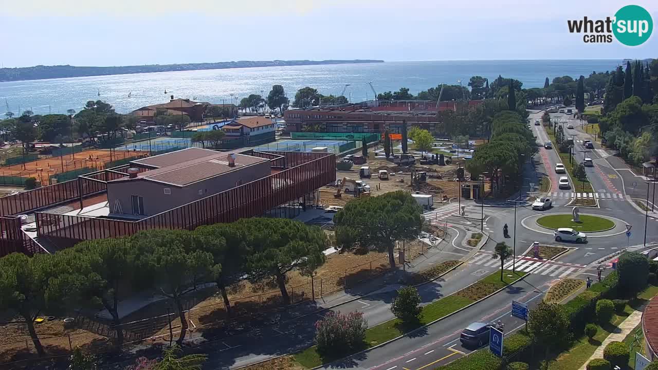 Portorož Webcam – Blick auf den Yachthafen und die Tennisplätze