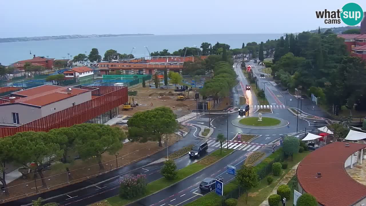 Portorož Webcam – Blick auf den Yachthafen und die Tennisplätze