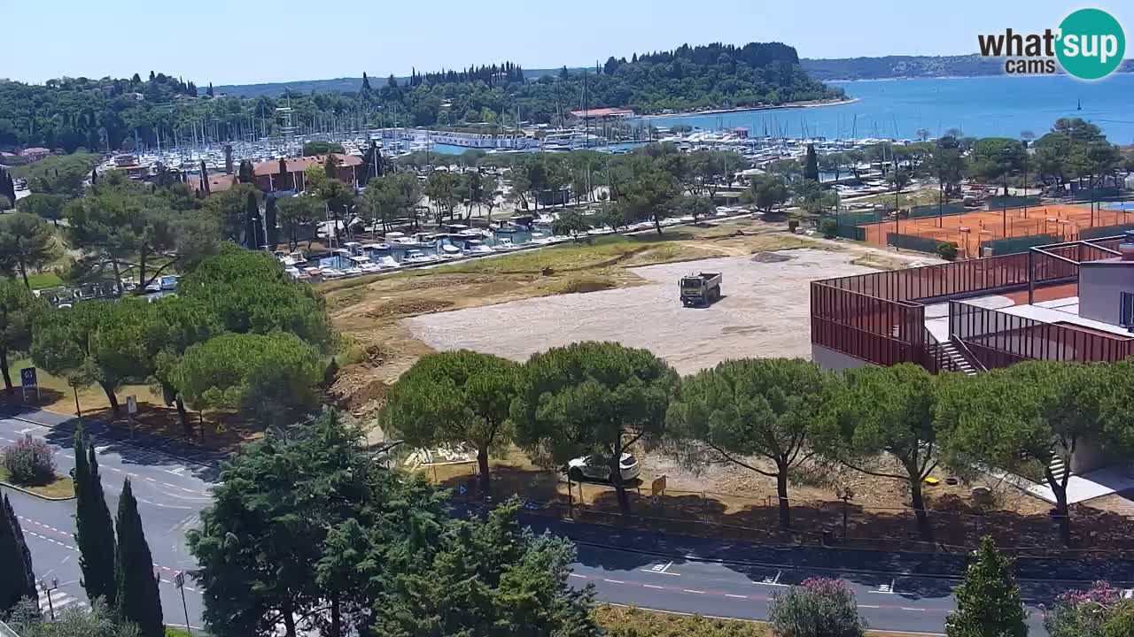 Portorož Webcam – Blick auf den Yachthafen und die Tennisplätze