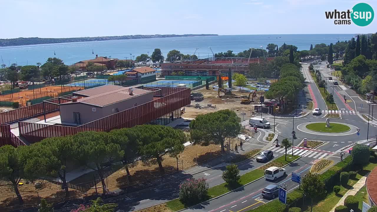 Portorož Webcam – Blick auf den Yachthafen und die Tennisplätze