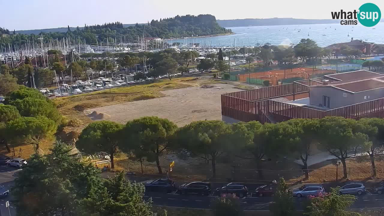 Portorož Webcam – Blick auf den Yachthafen und die Tennisplätze