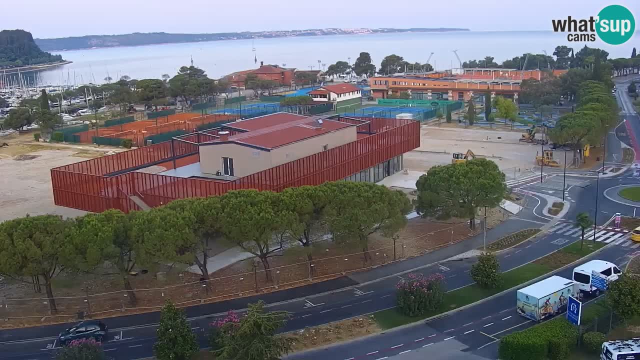 Portorož Live Webcam – view of the marina and tennis courts