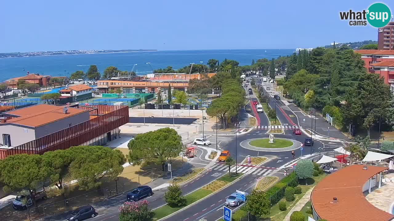Portorož Live Webcam – view of the marina and tennis courts