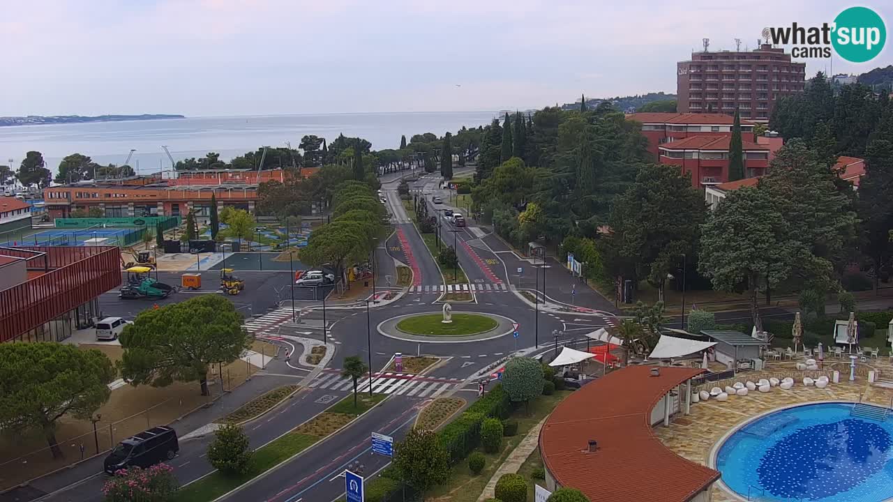 Portorož Webcam – Blick auf den Yachthafen und die Tennisplätze
