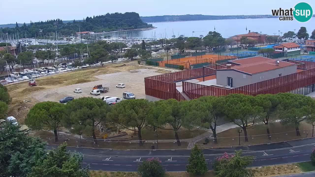 Portorož Webcam – Blick auf den Yachthafen und die Tennisplätze