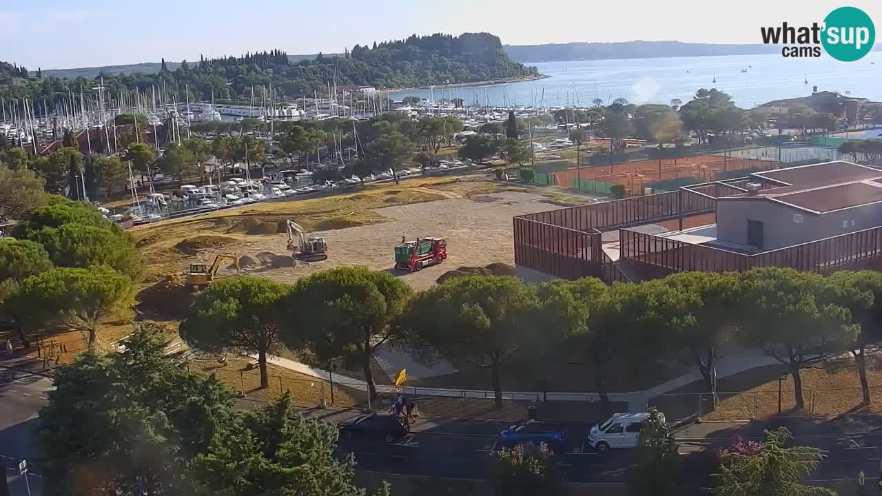 Portorož Live Webcam – view of the marina and tennis courts