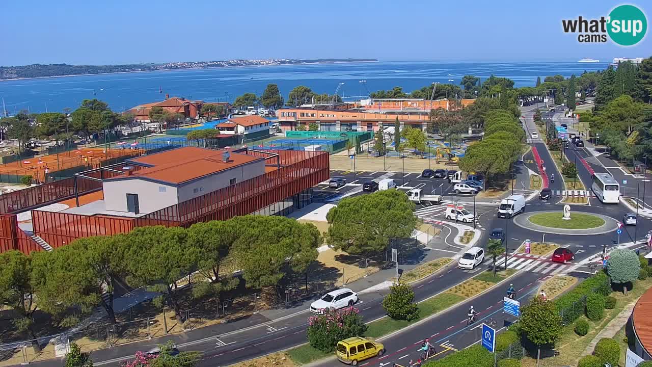 Portorož Webcam – Blick auf den Yachthafen und die Tennisplätze