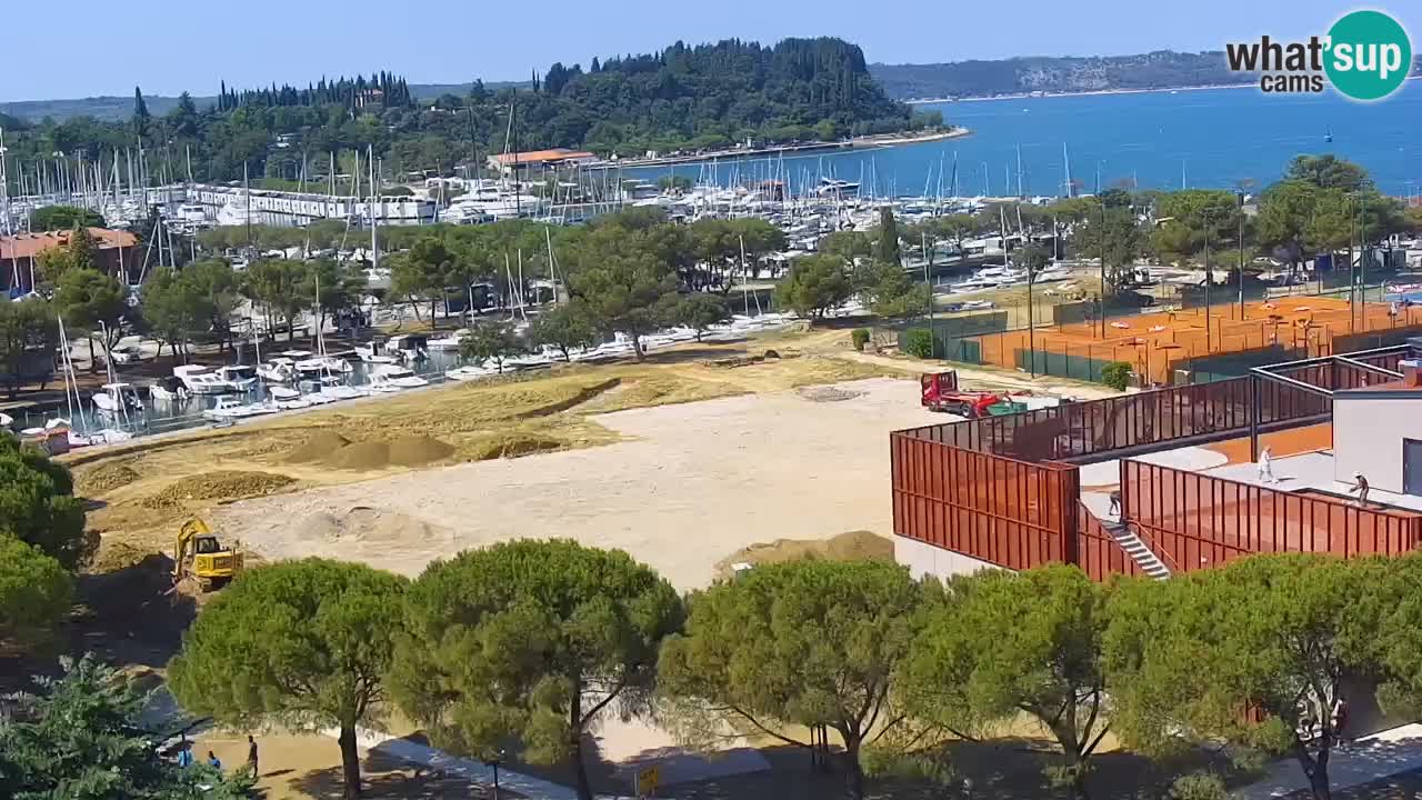 Portorož Webcam – Blick auf den Yachthafen und die Tennisplätze