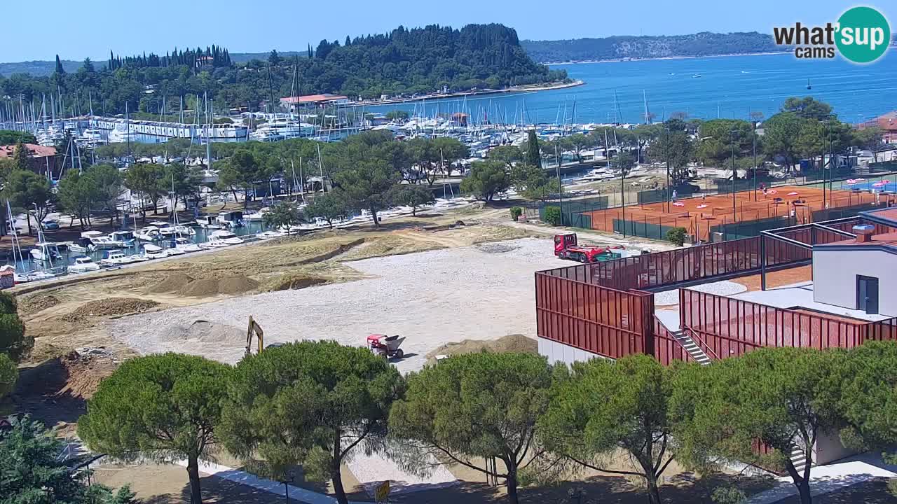Portorož Webcam – Blick auf den Yachthafen und die Tennisplätze