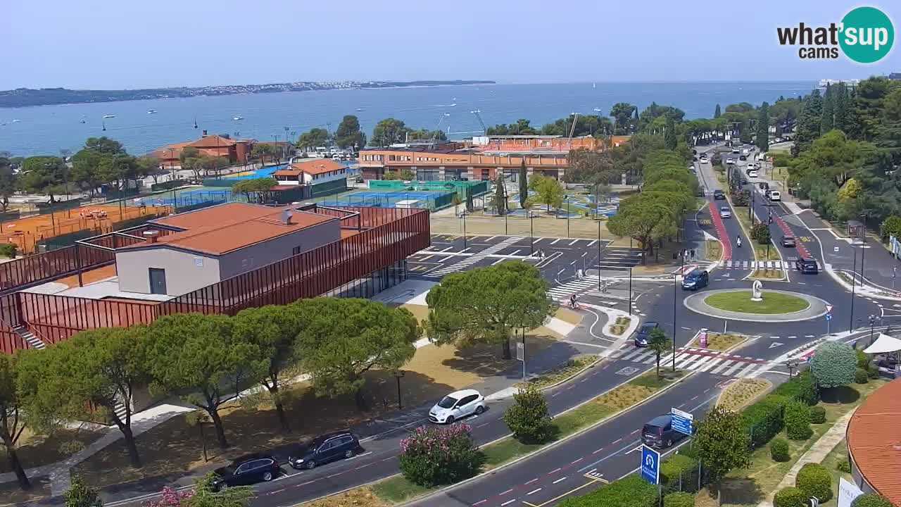 Portorož Webcam – Blick auf den Yachthafen und die Tennisplätze