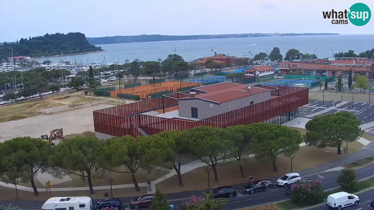 Portorož Webcam – Blick auf den Yachthafen und die Tennisplätze