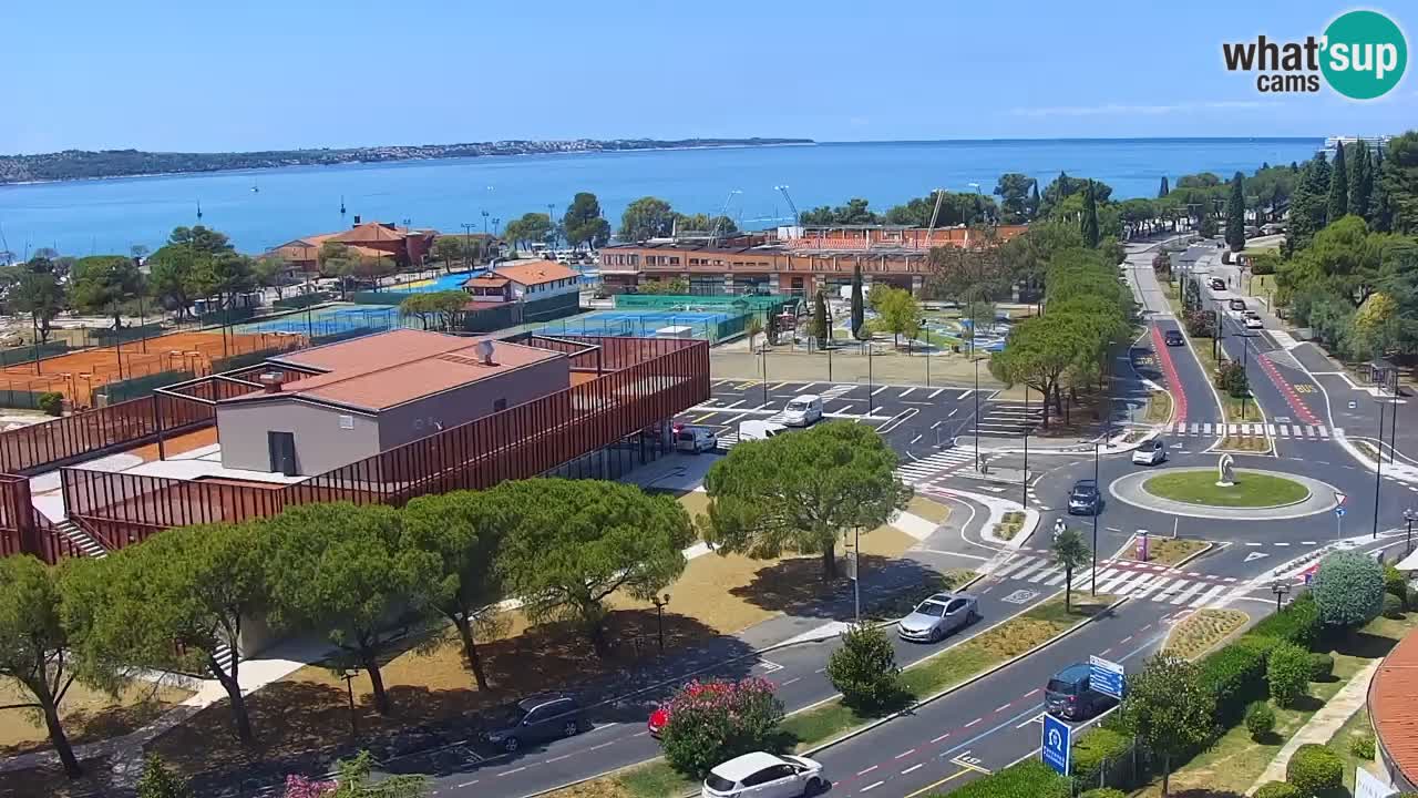 Portorož Webcam – Blick auf den Yachthafen und die Tennisplätze