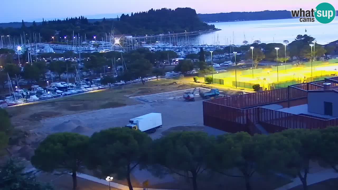 Portorož Webcam – Blick auf den Yachthafen und die Tennisplätze
