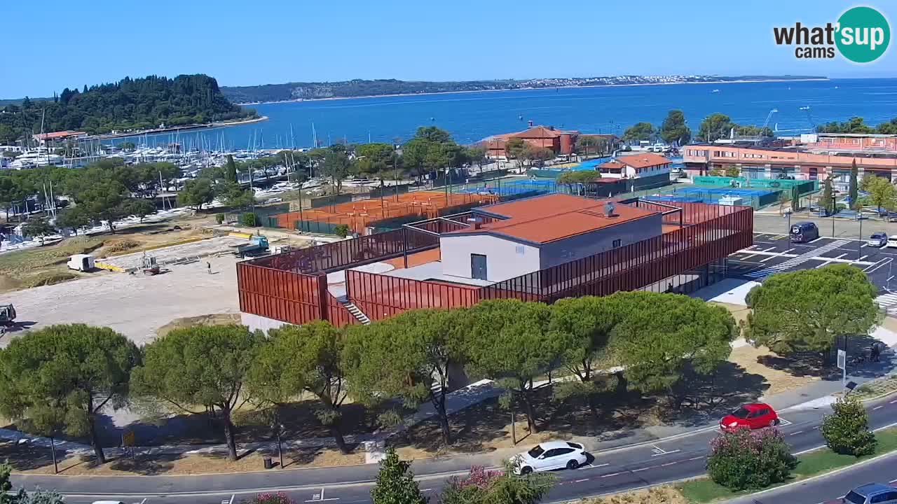 Portorož Webcam – Blick auf den Yachthafen und die Tennisplätze