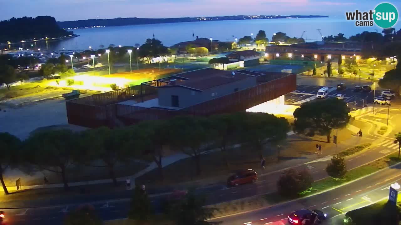 Portorož Webcam – Blick auf den Yachthafen und die Tennisplätze